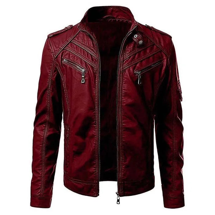 Leather Look Men's Motorcycle Jacket