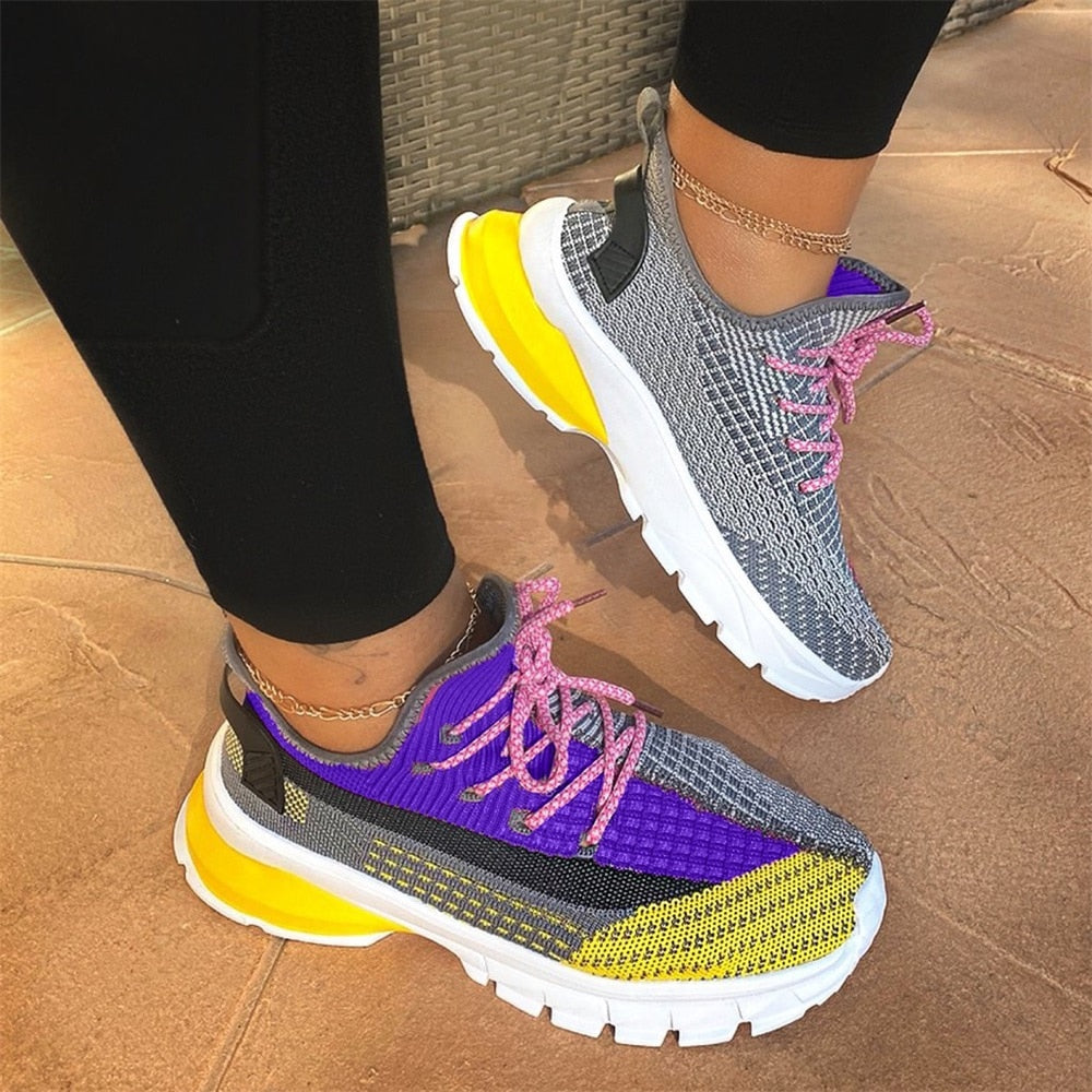 Lightweight Vibrant Ladies Sneakers with Bold Laces