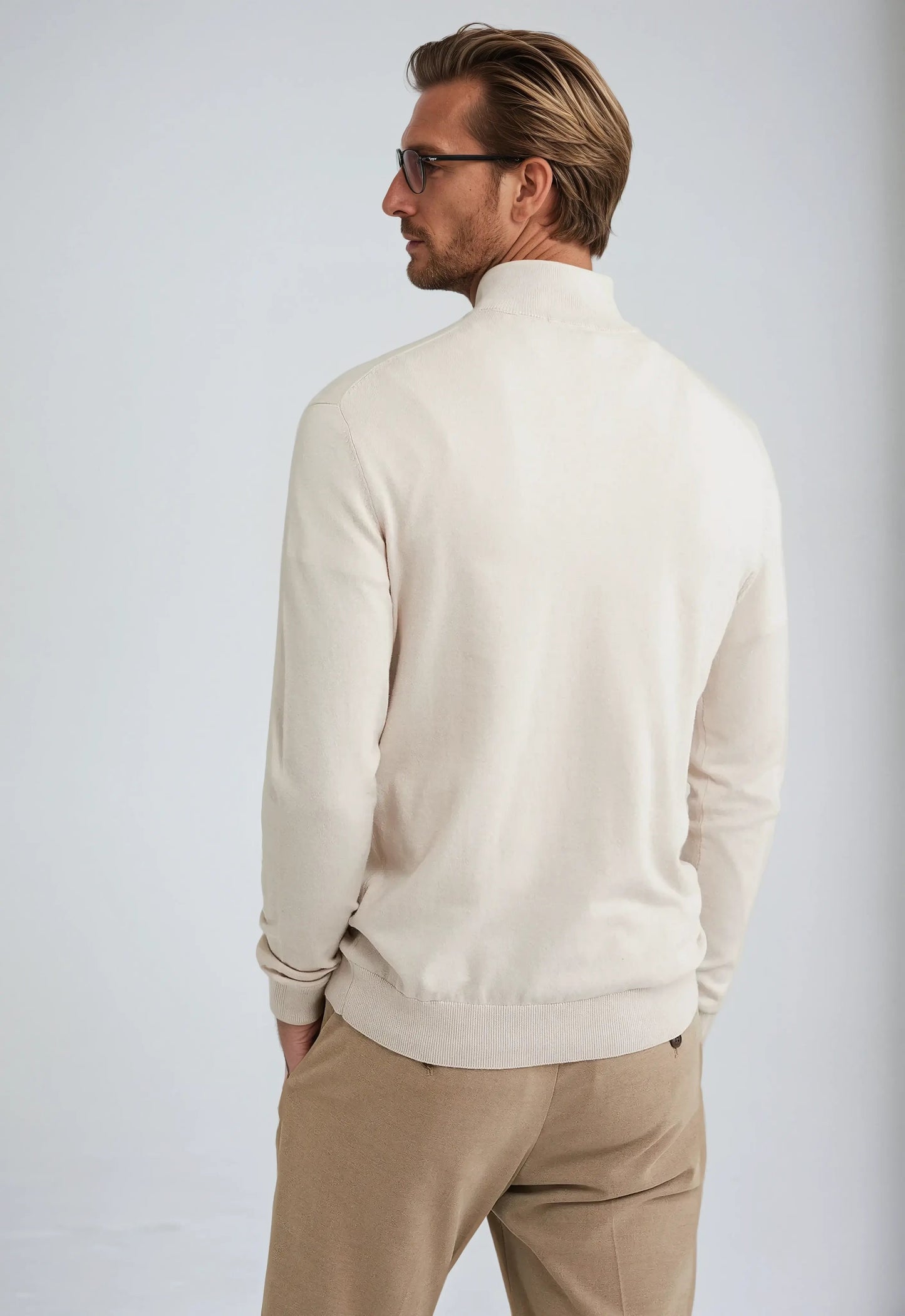 Light Beige Mens Pullover Sweater
