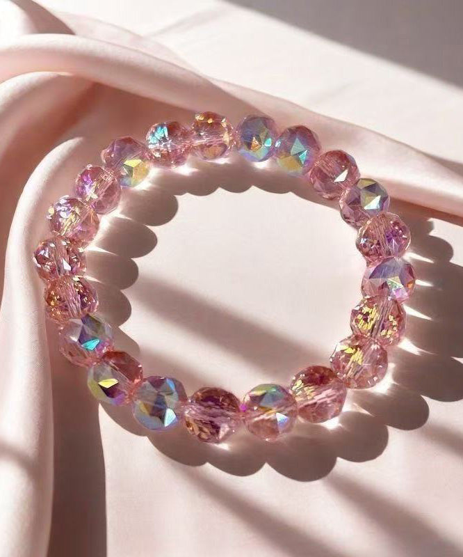 Women's Pink Crystal Chain Bracelet Elegant Sparkle - OutfitLondon