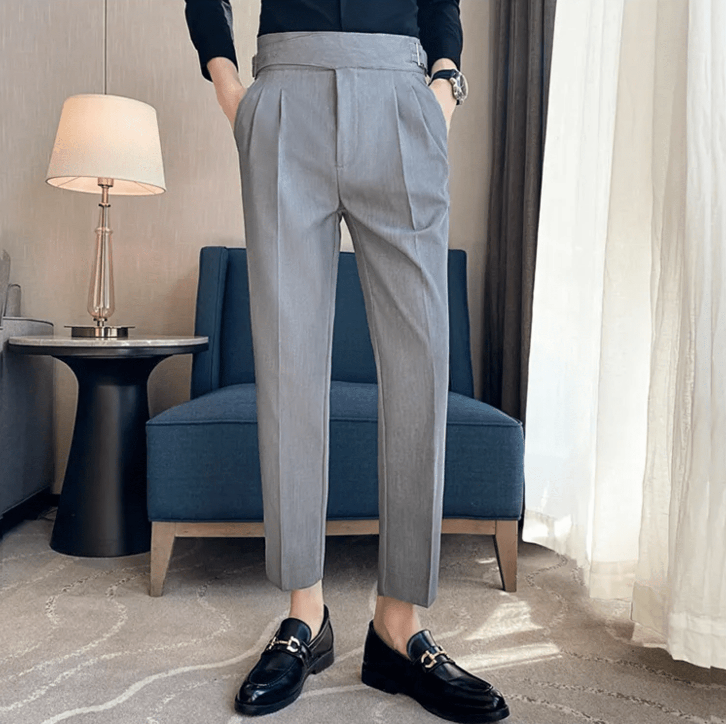Classic Fit Formal Mens Pleated Dress Trousers