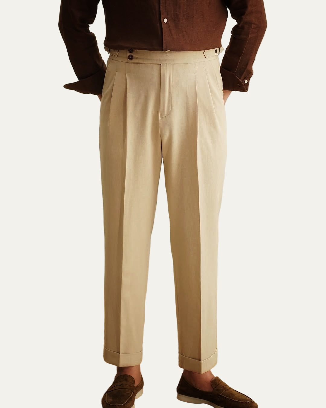 Slim Fit Formal Pants with Adjustable Waistband