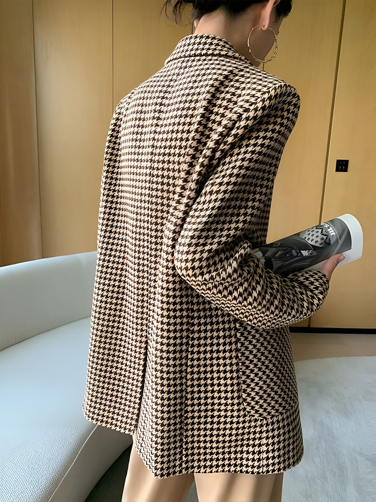 Classic Checked Jacket With Waist Belt