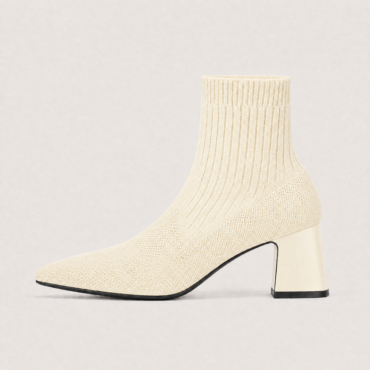 Women's Bohemian Mid-Calf Leather Slip-On Boots with Chunky Heel