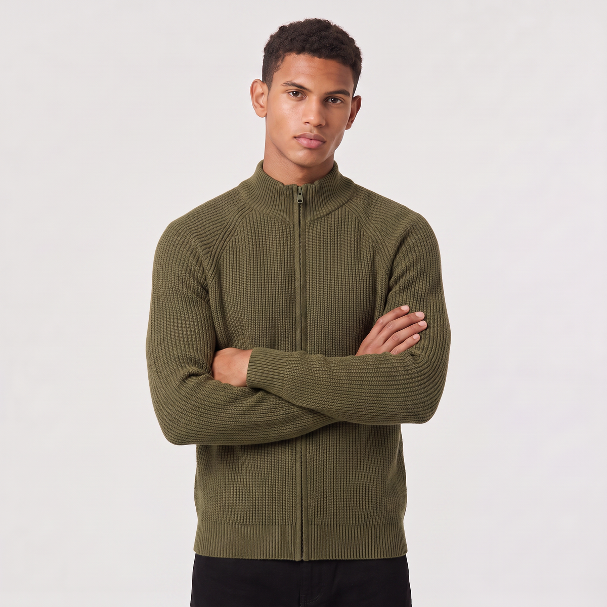 Men's Classic Ribbed Full-Zip Cardigan