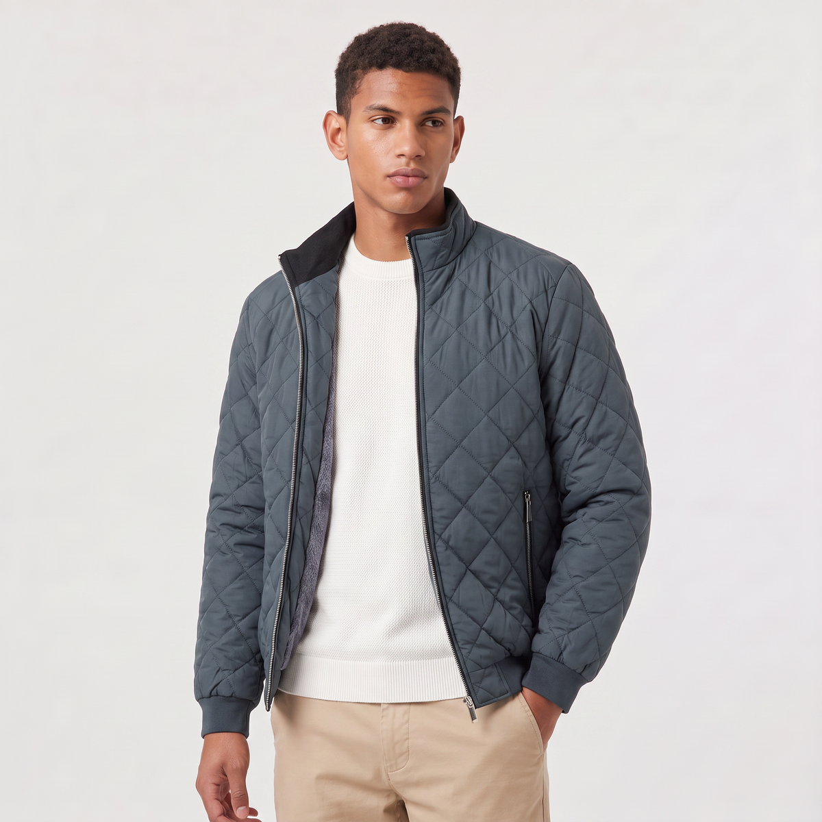 Men's Casual Quilted Fleece-Lined Relaxed Fit Jacket