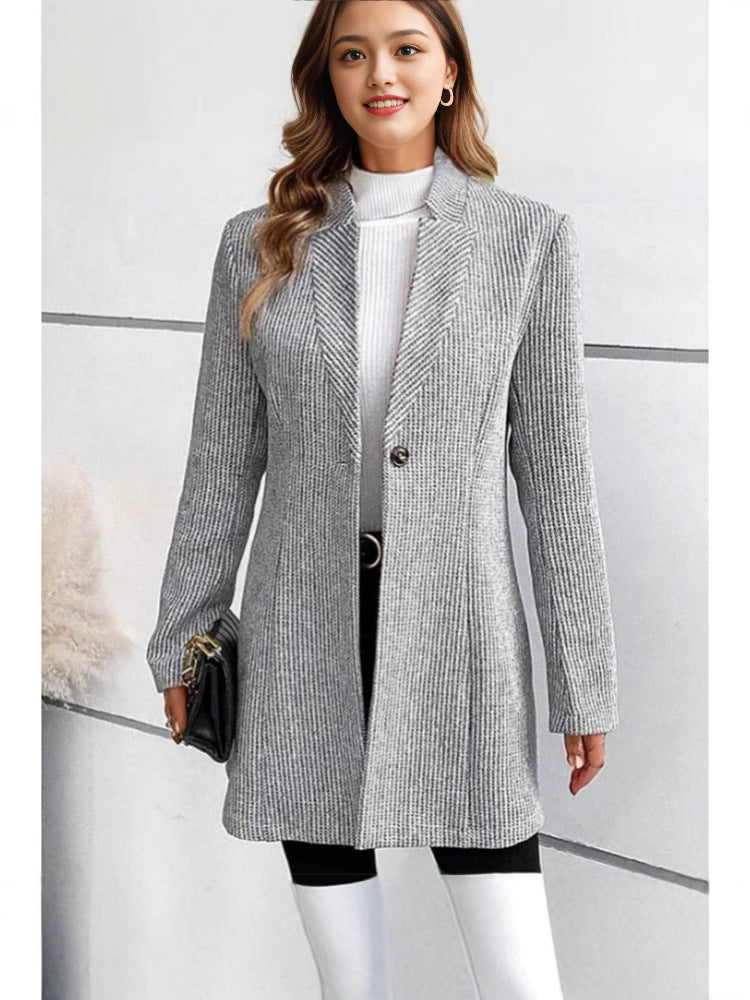 Fashionable Knit Jacket with Lapel Collar