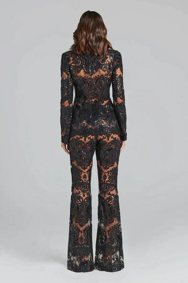 Women's Sequin Blazer And Trousers Set