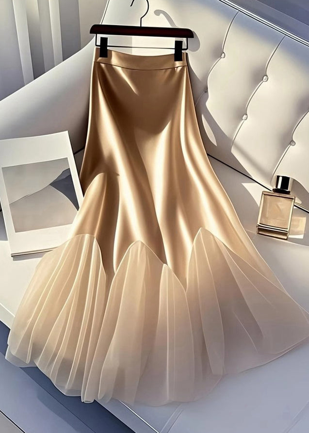 Women's Silk Tulle Skirt Champagne Color - OutfitLondon