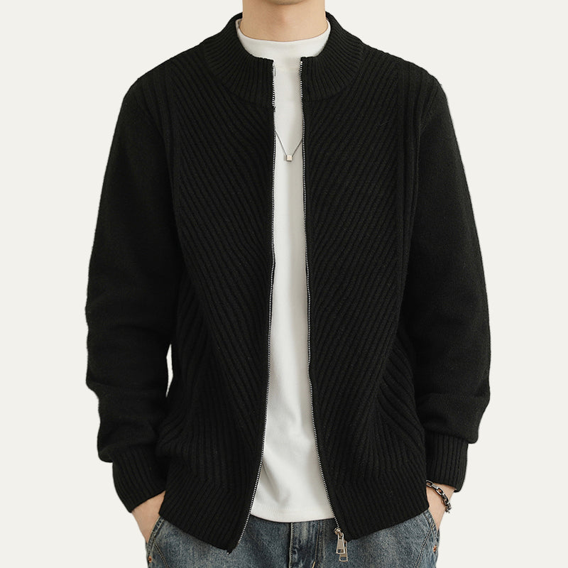 Men's Warm Crew Neck Zip Up Sweater
