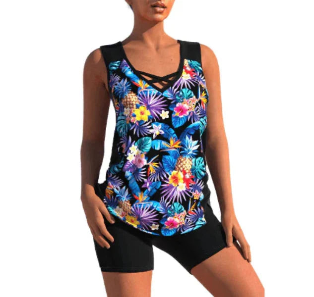Colorful Geometric Swimsuit Tankini Set