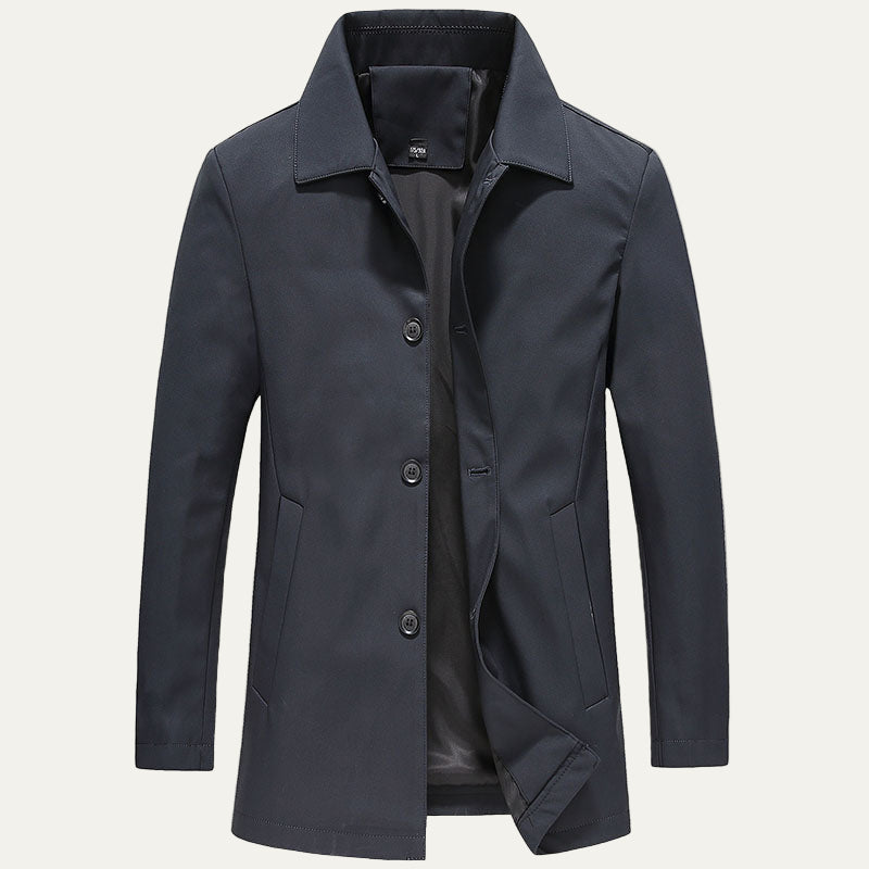 Men's Simple Button Front Trench Coat