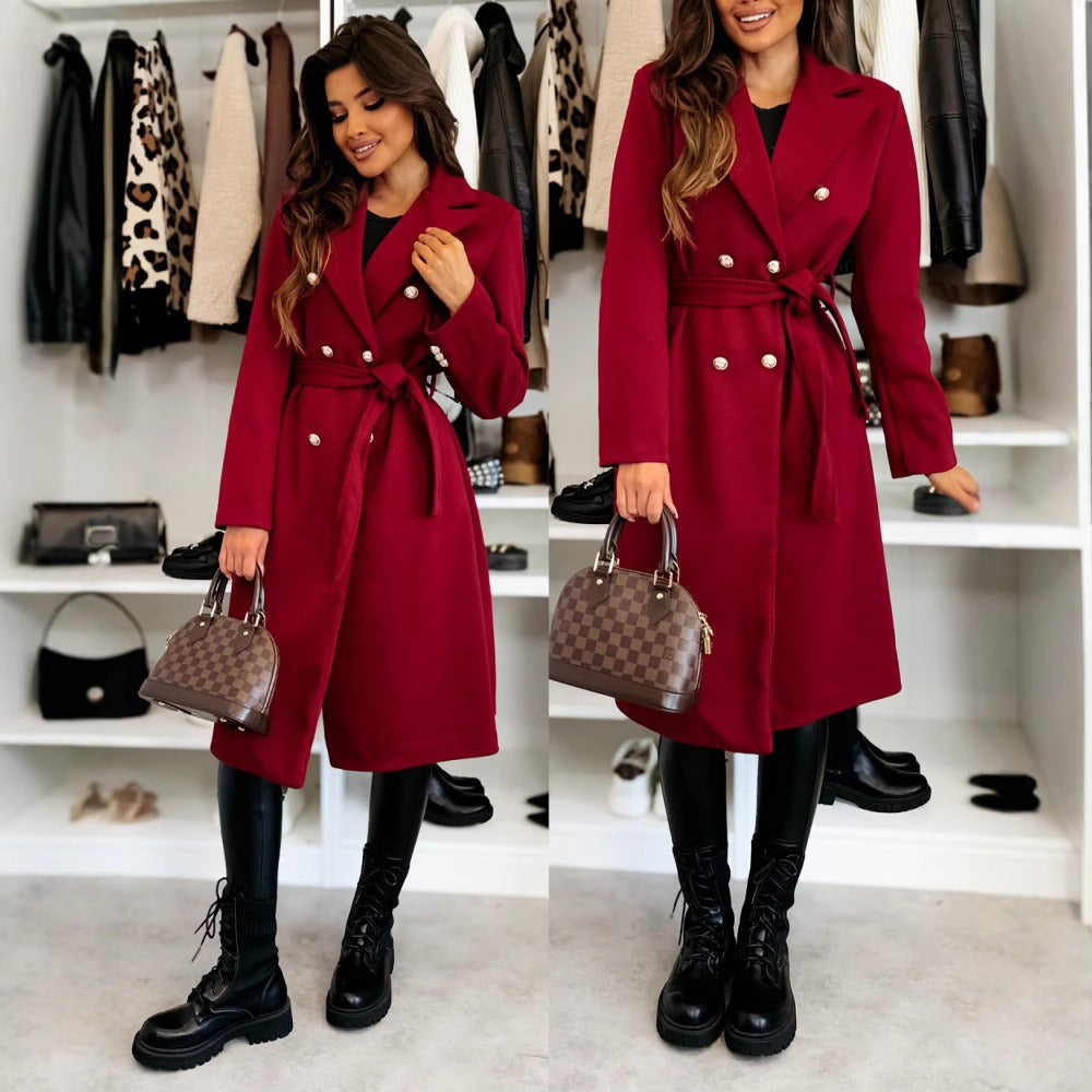 Classic Women's Wool Trench Coat with Belt