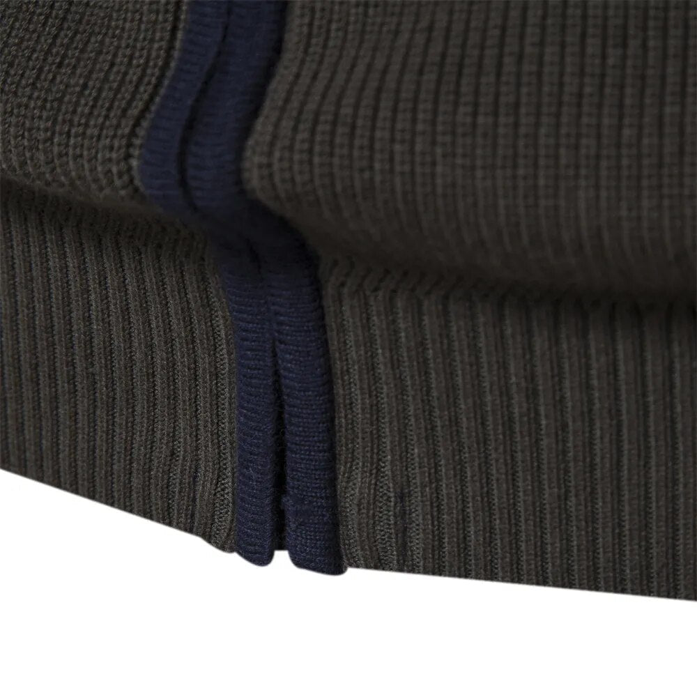 Cozy Zip Sweater - Colorful Stripe Neckline & Relaxed Fit