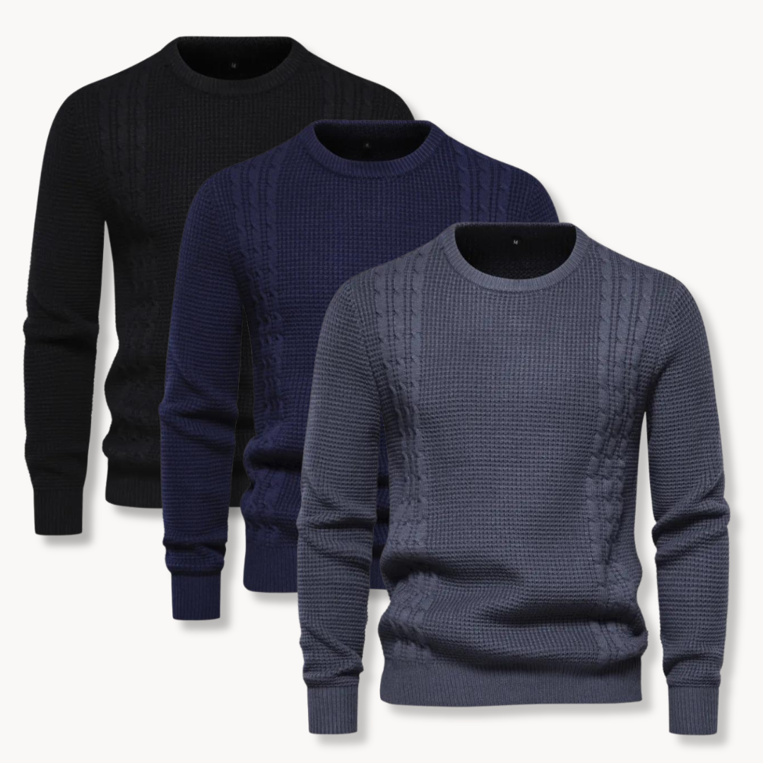 Cozy Patchwork Crew Neck Warm Sweater