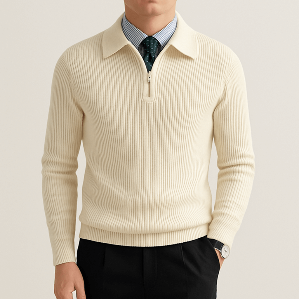 Warm Cable Half Zip Sweater