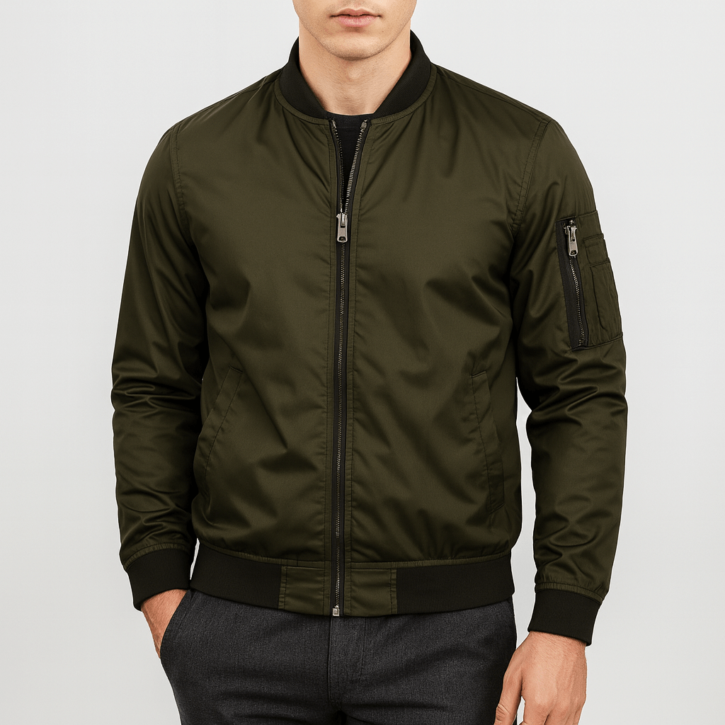 Textured Neck Bomber Jacket