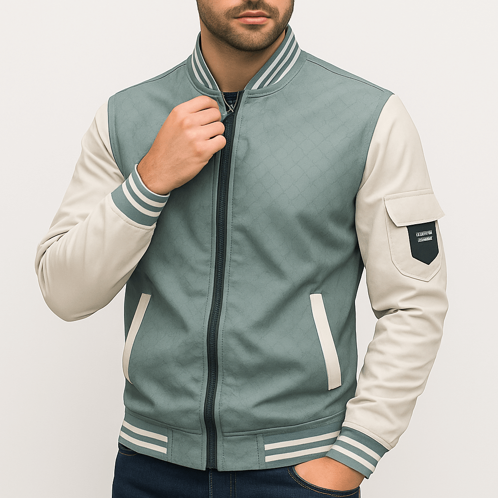 Textured Edge Bomber Jacket
