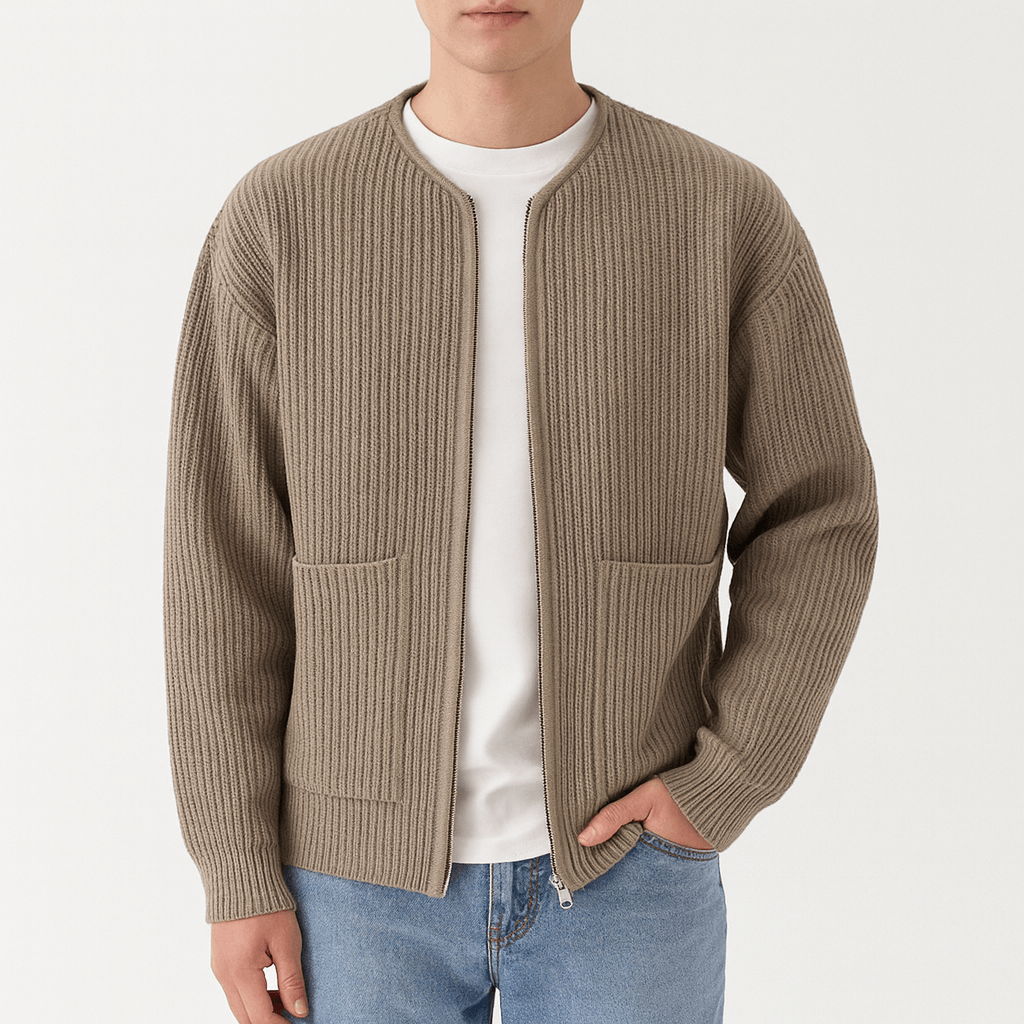 Fashionable Cable Knit Zip Sweater