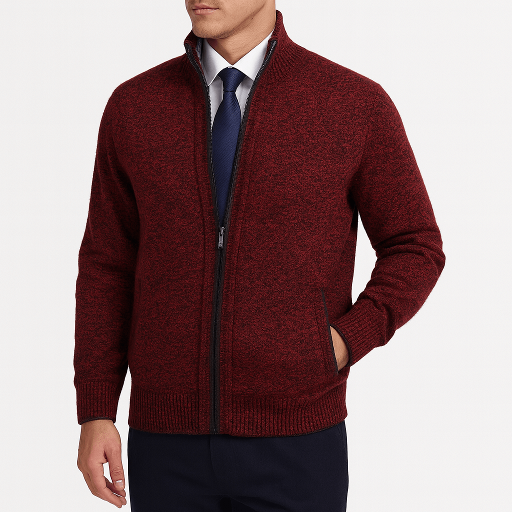 Cozy Zip Front Sweatshirt with High Collar