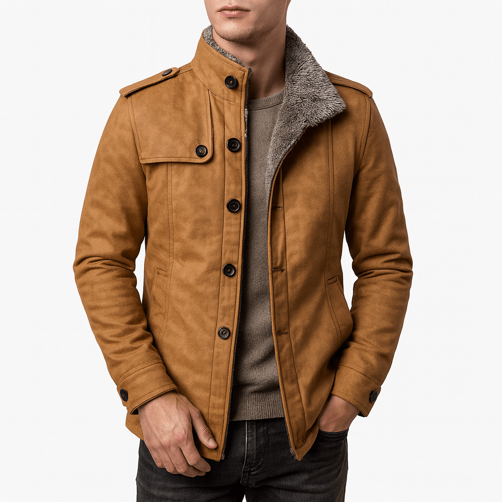 Men's Fitted Leather Lined Coat