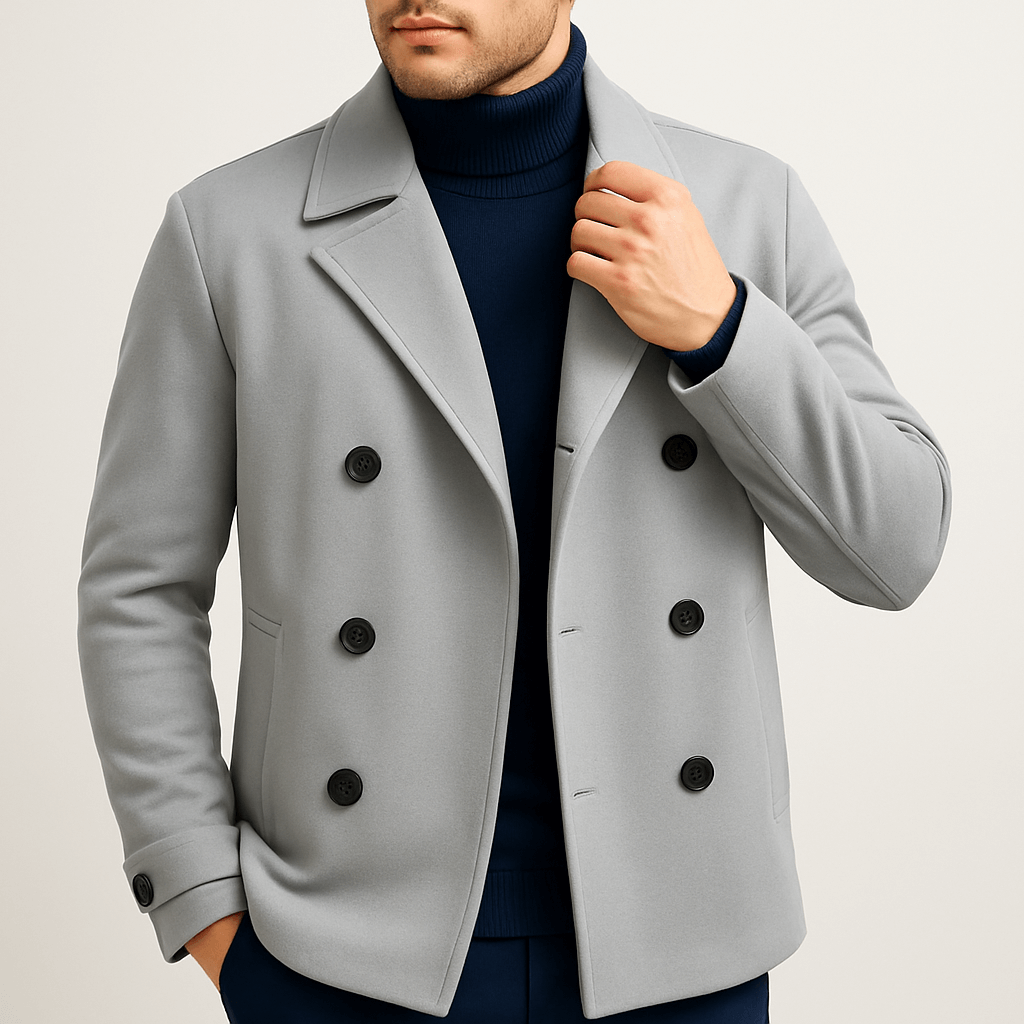 Warm Navy Blue Double Breasted Coat