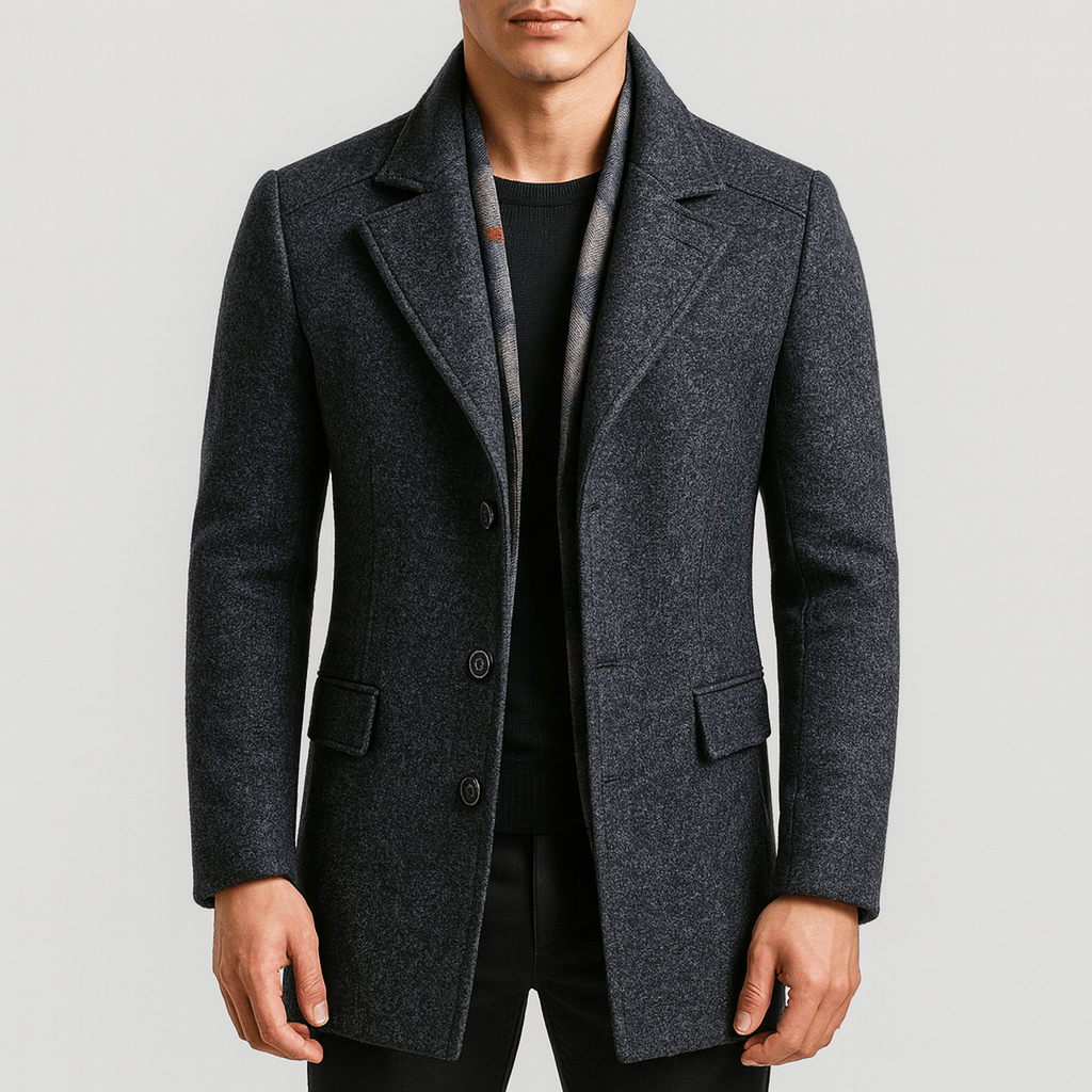 Warm Thick Wool Navy Coat