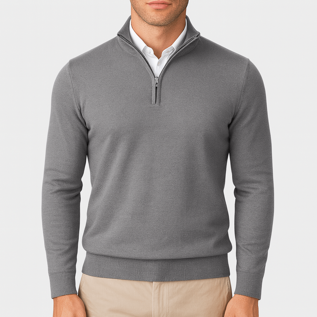 Men's Crew Neck Zipper Sweater