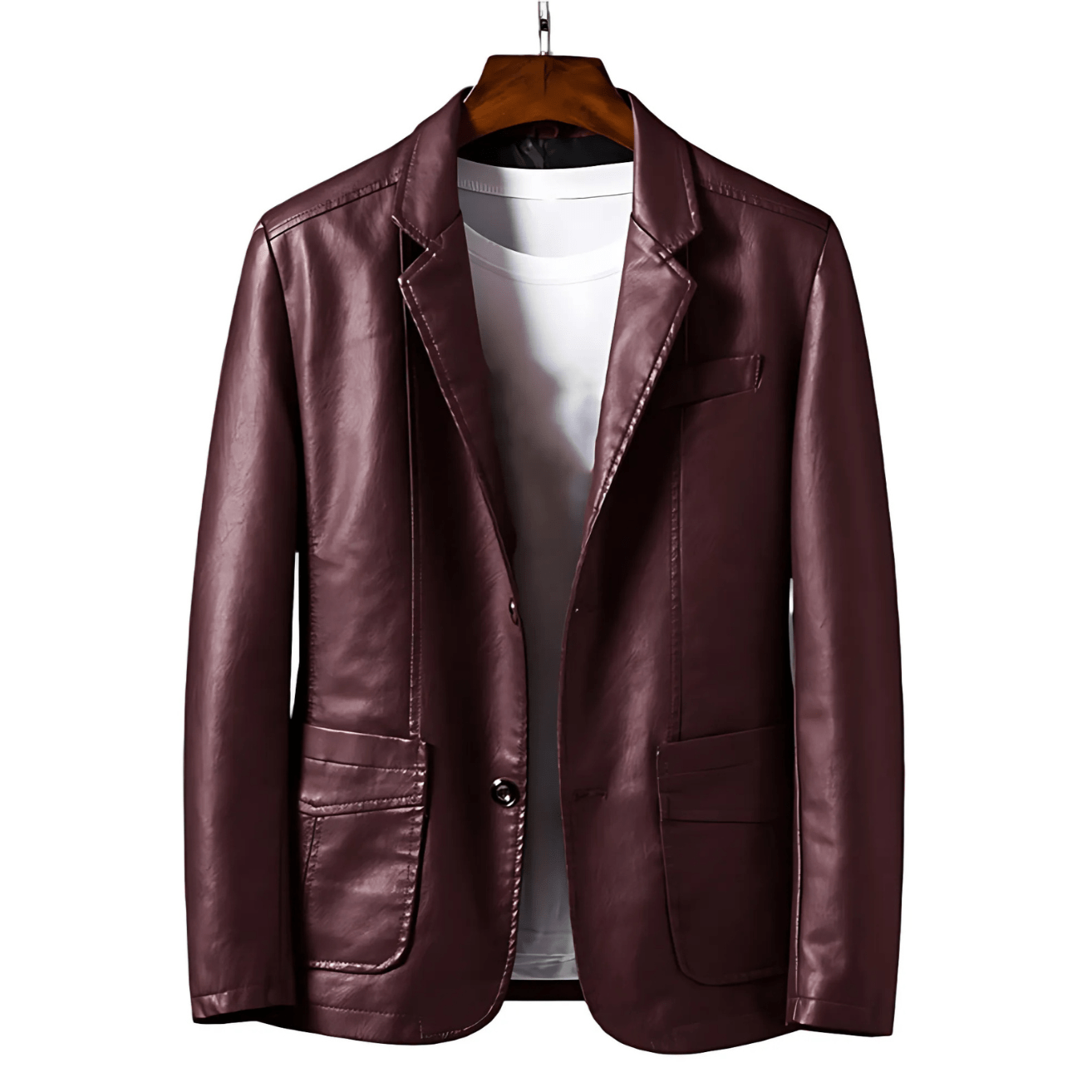Vintage Style Synthetic Leather Button Jacket