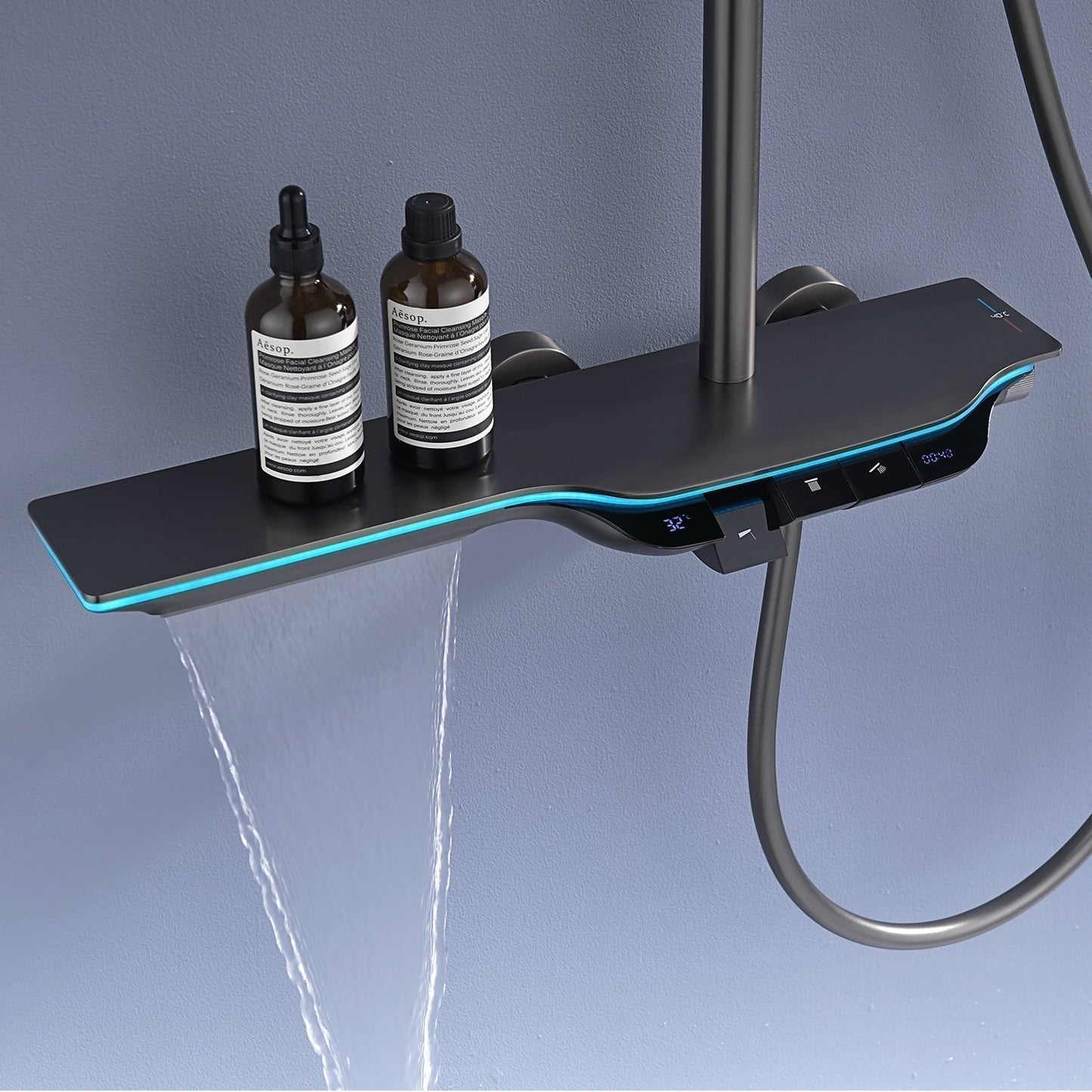 Rain Shower Head with LED Lights and Thermostat - OutfitLondon