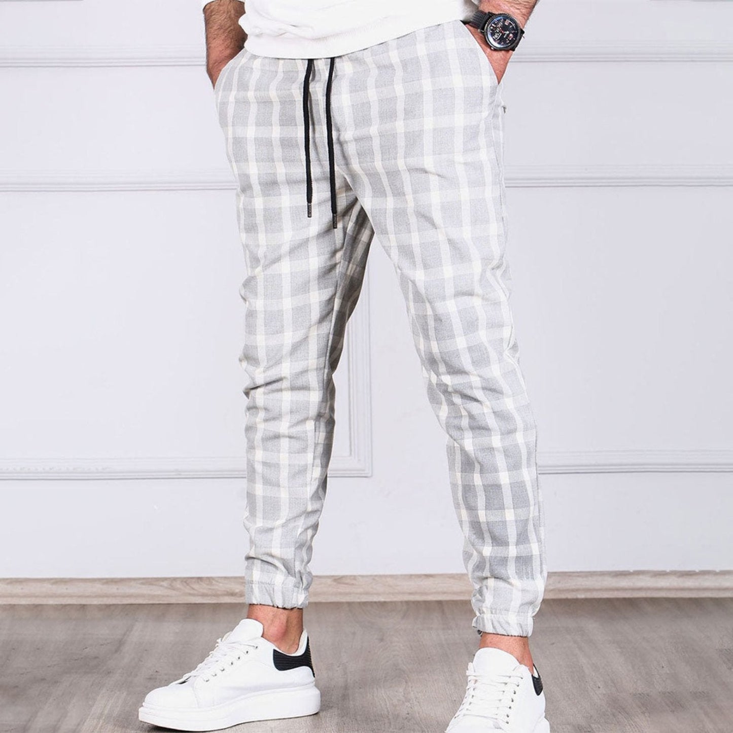 Comfortable Loose Fit Plaid Work Pants