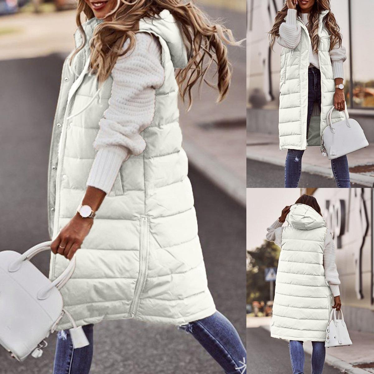 Padded Hooded Vest with Zipper Pockets
