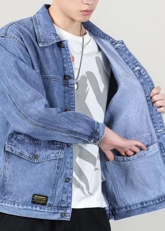 Men's Relaxed Fit Blue Denim Jacket - OutfitLondon