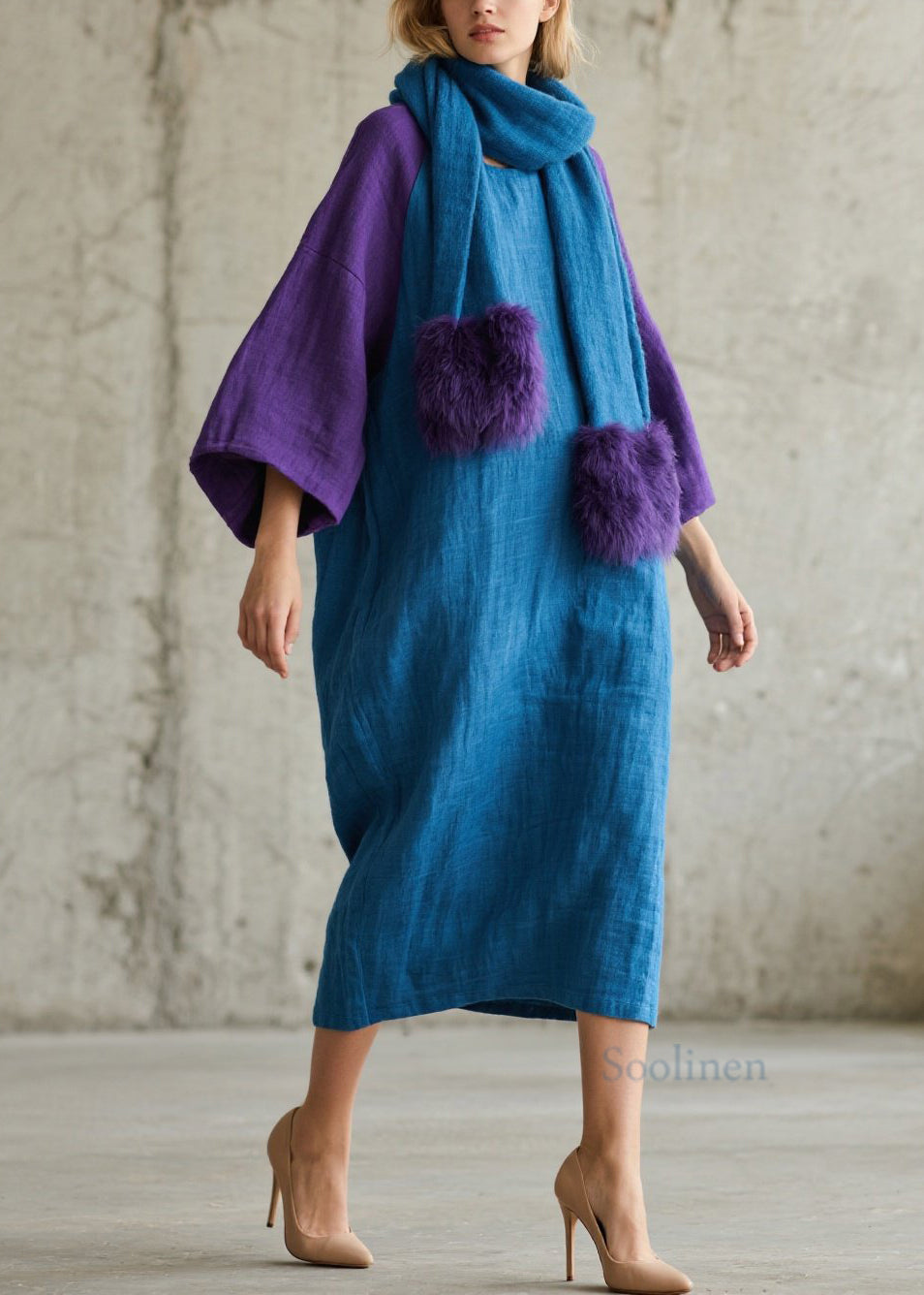Women's Cotton Patchwork Maxi Dress Oversized Autumn Multicolor - OutfitLondon
