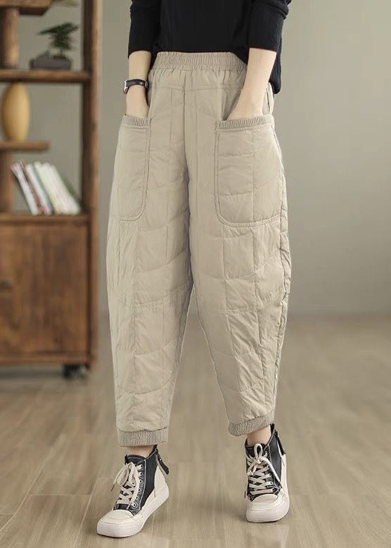 Men's Khaki Plaid Pants Cotton Lining Loose Fit - OutfitLondon