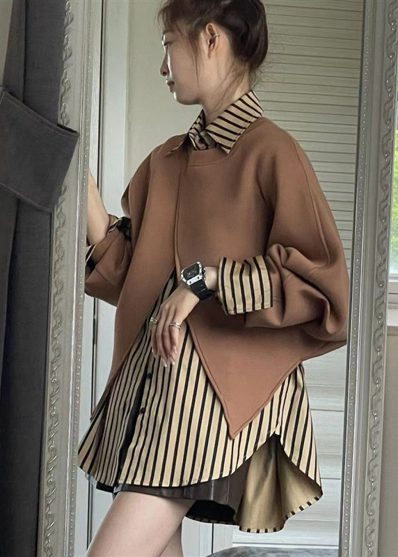 Women's Striped Two Piece Set Peter Pan Collar Sweatshirt And Long - OutfitLondon