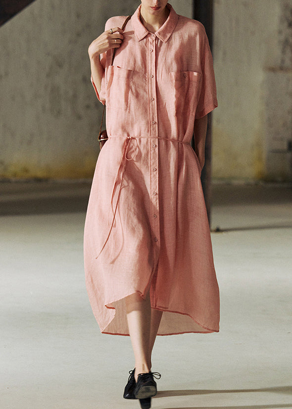 Women's Cotton Summer Dress Rose Pink - OutfitLondon