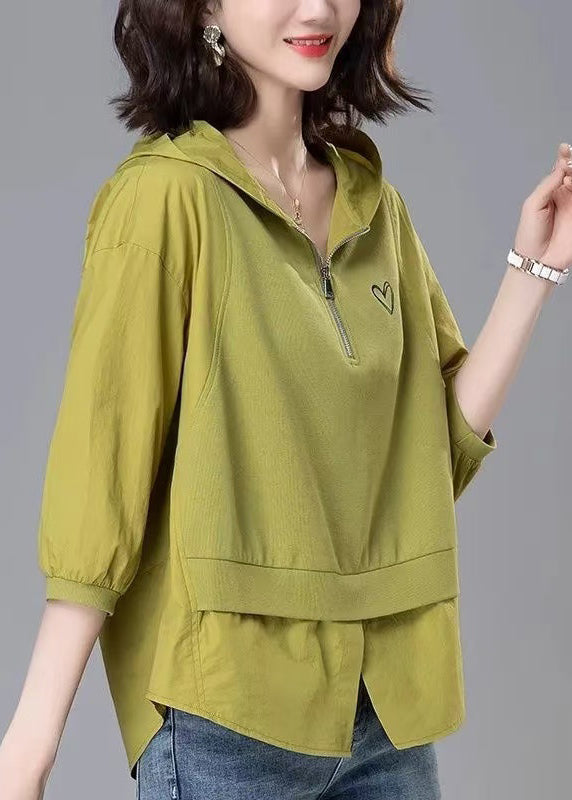 Unisex Cotton Hoodie Yellow Lightweight Zip Front - OutfitLondon