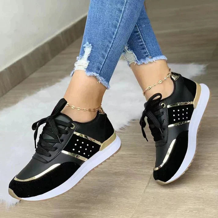 Chic Silver Accent Ladies Sneakers