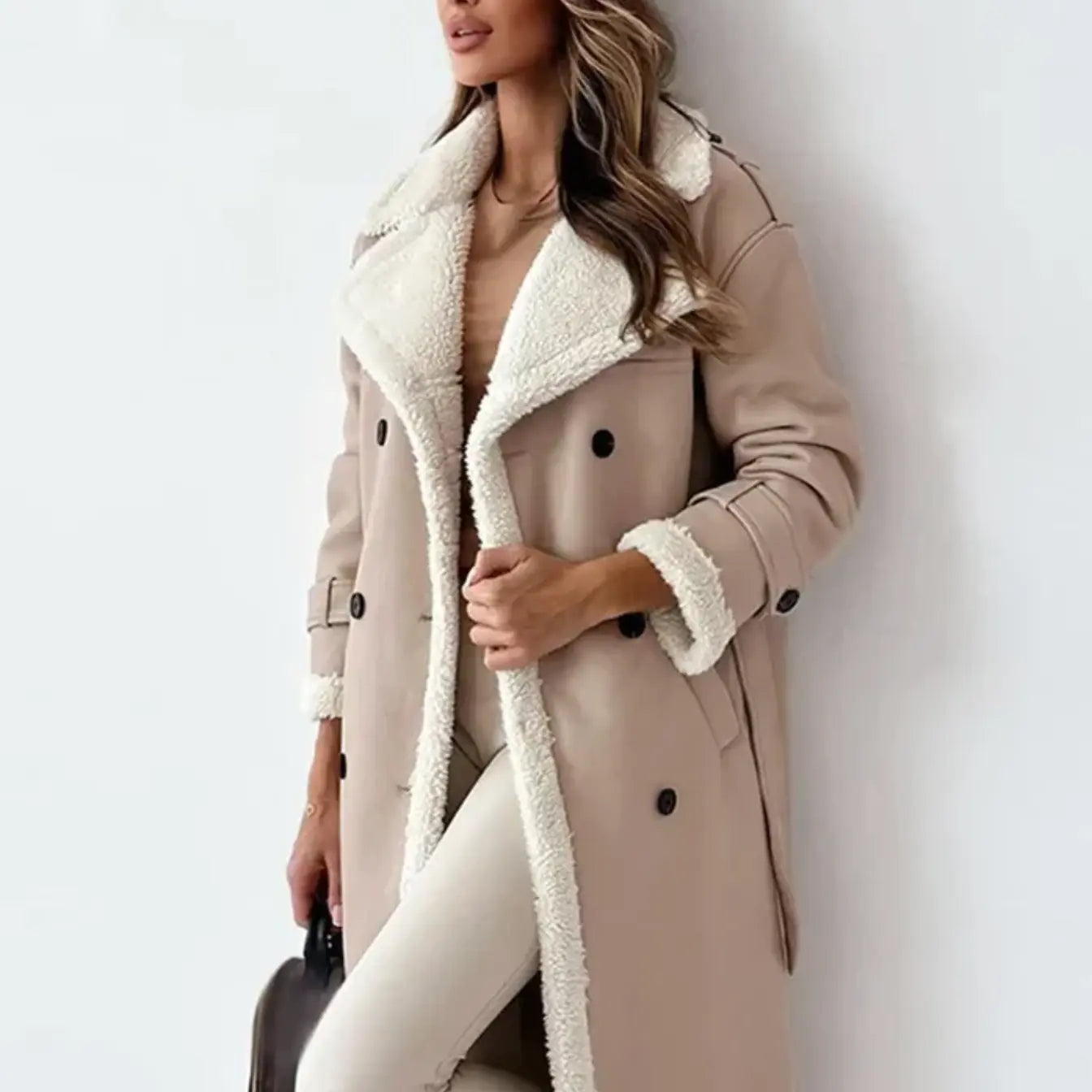 Lunie Women's Fur Leather Long Coat