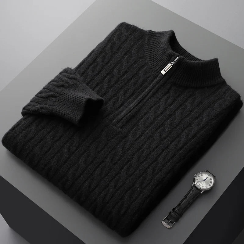 Classic Crew Neck Cable Sweater For Men