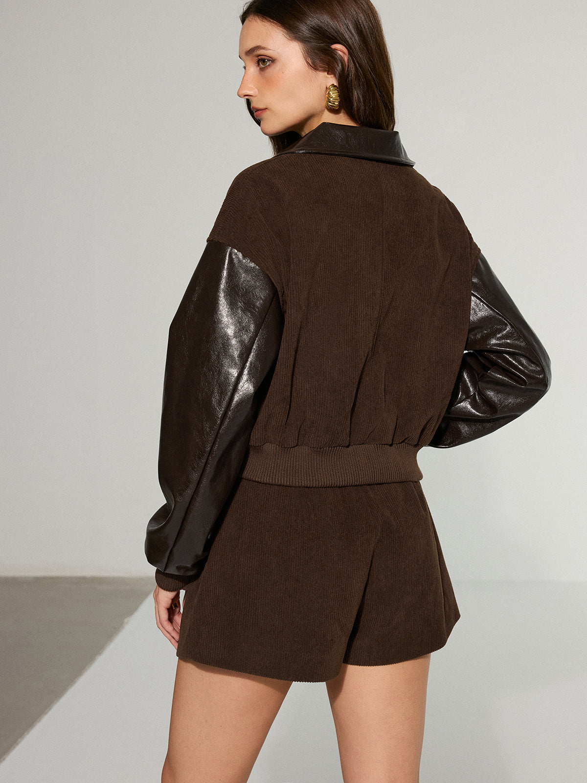 Women's Chic Fake Leather Denim Jacket