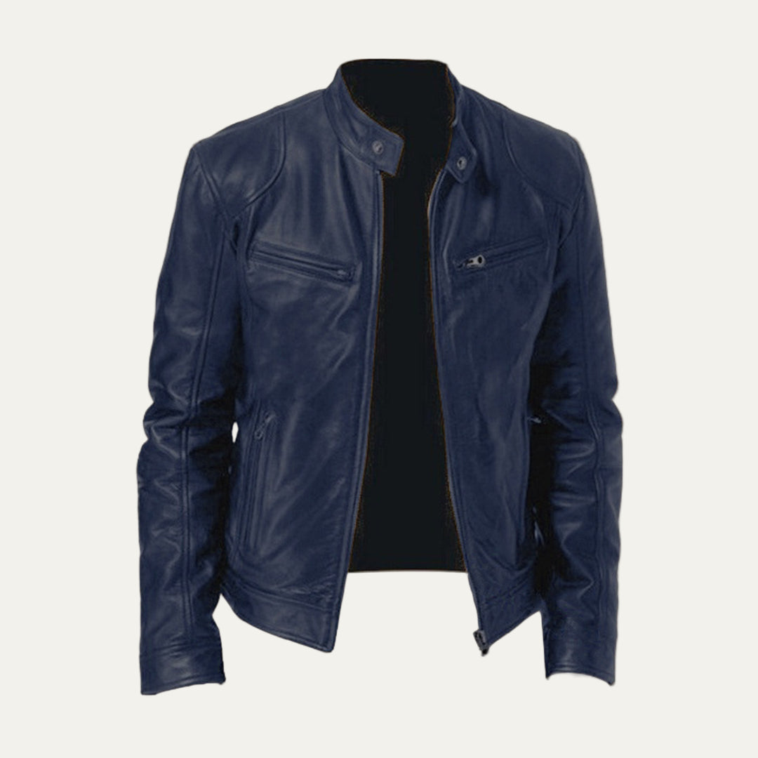Men's Vintage Biker Leather Zip Jacket