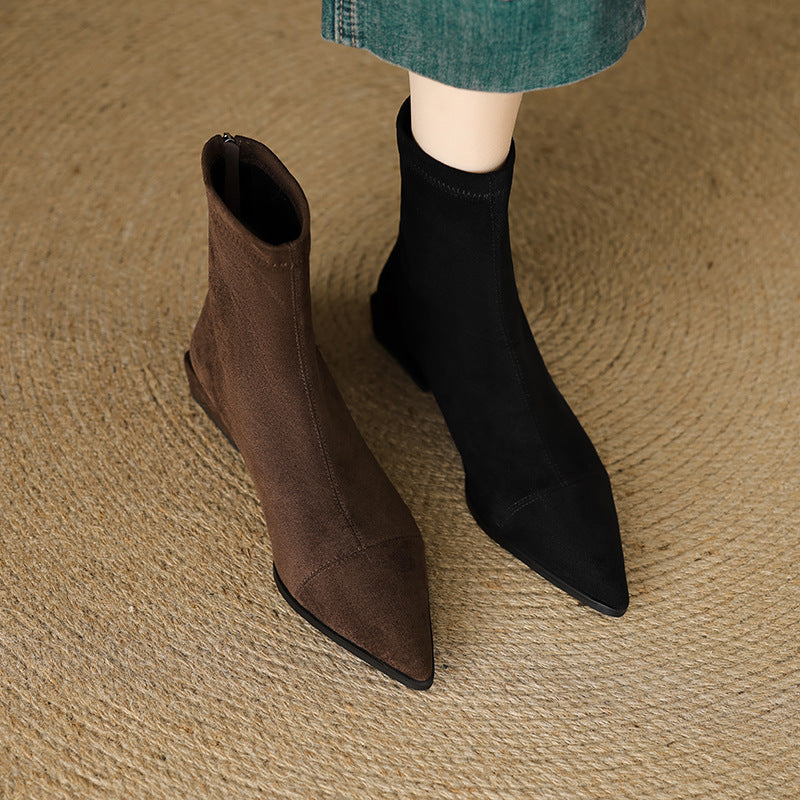 Slim Fit Ankle Boots | Pointed Toe Low Heel Boots