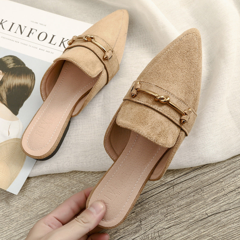 Elegant Pointed-Toe Decorative Mule Shoes