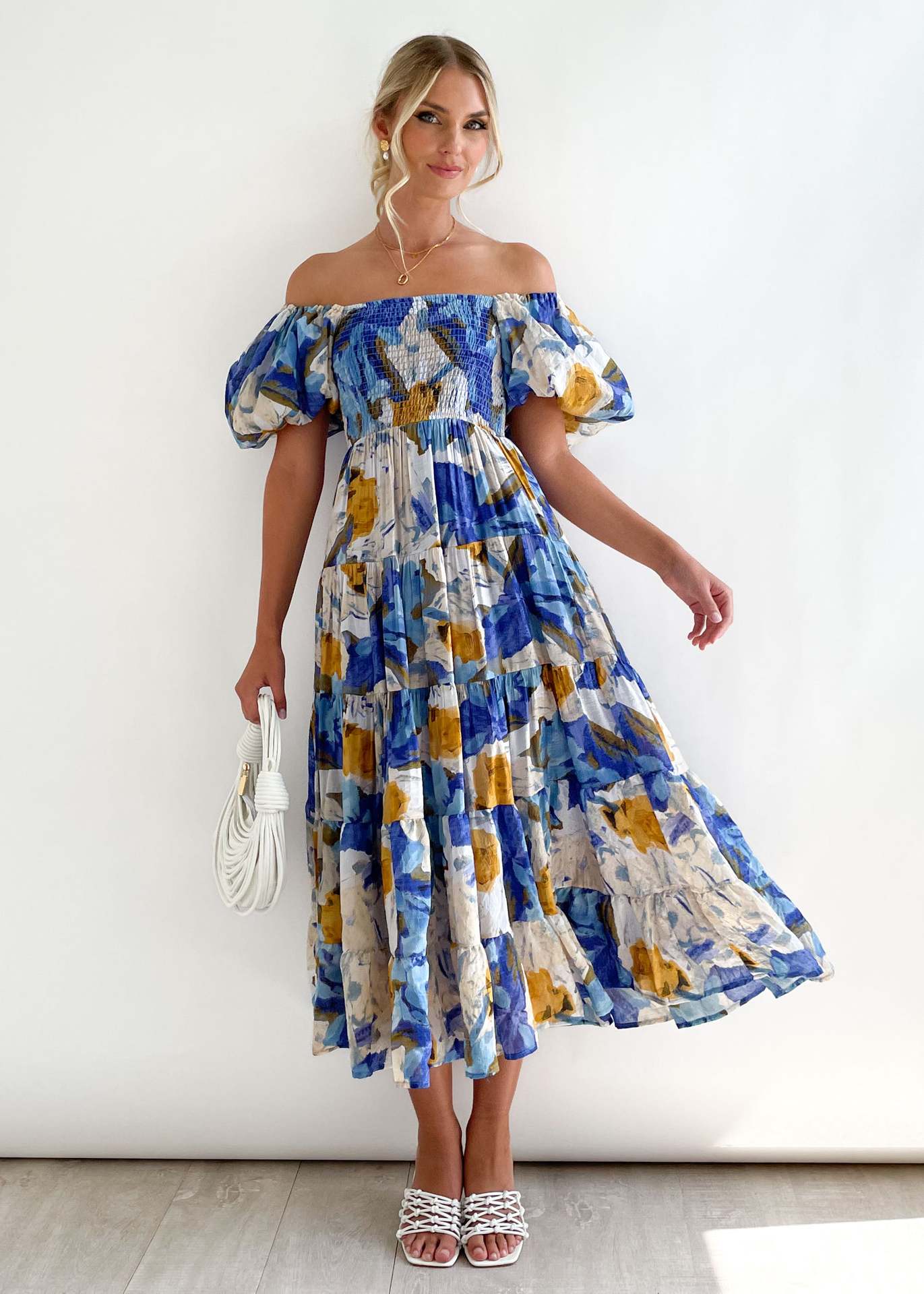 Maisy Dress | Off-Shoulder Flowy Midi Dress