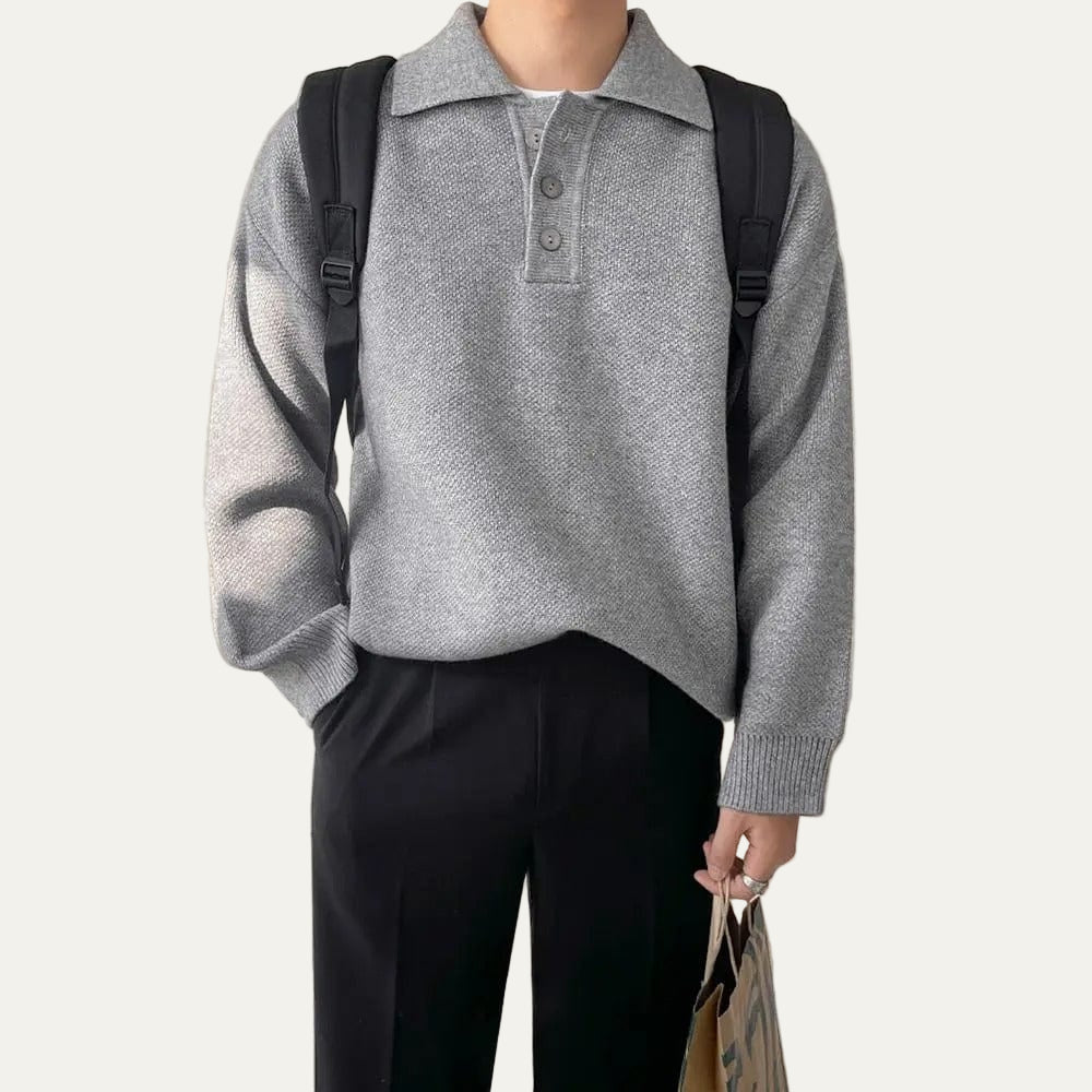 Men's Large Cozy Polo Sweater - OutfitLondon