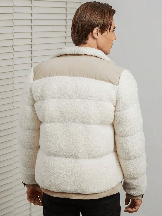 Warm Mens Wool Puffer Coat for Winter