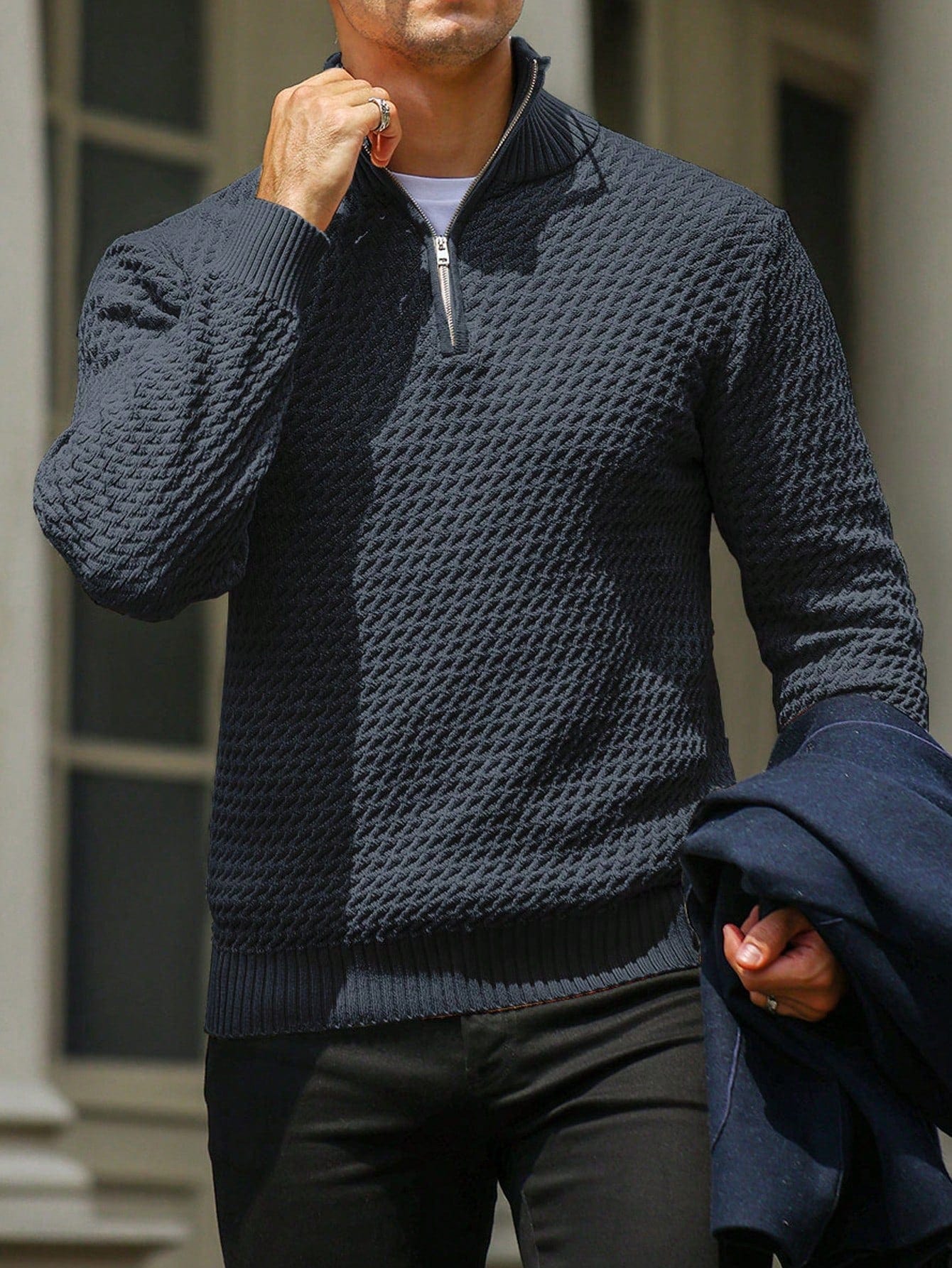 Relaxed Fit Crew Neck Knit Sweater