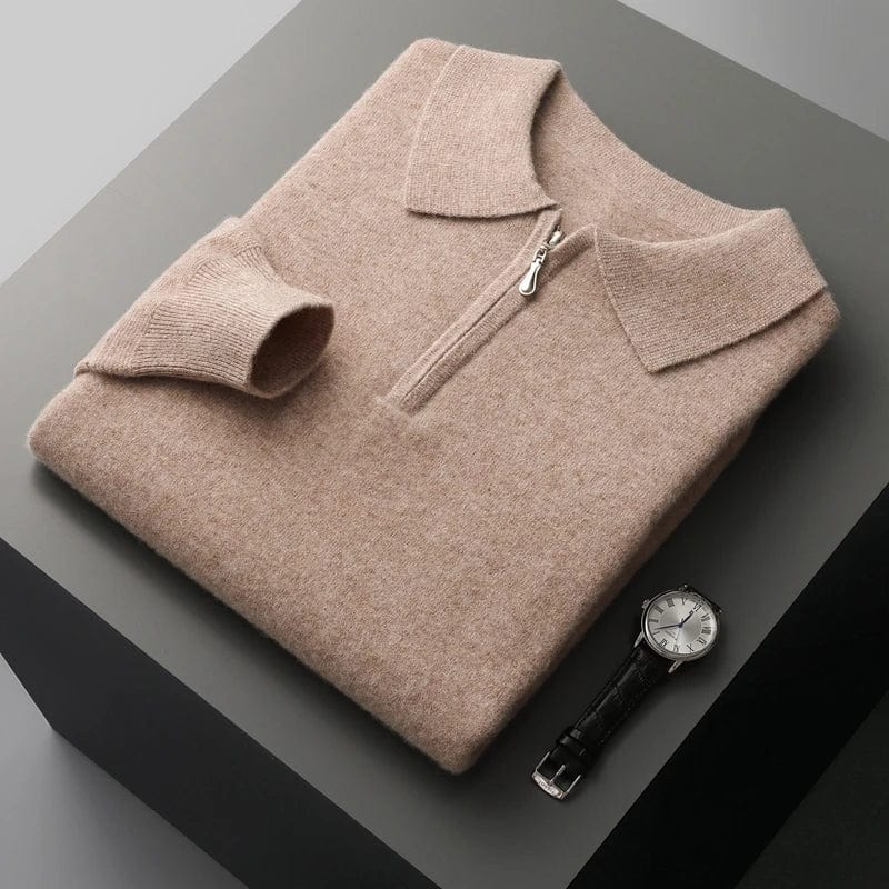 Warm Crew Neck Zip Up Men's Sweater